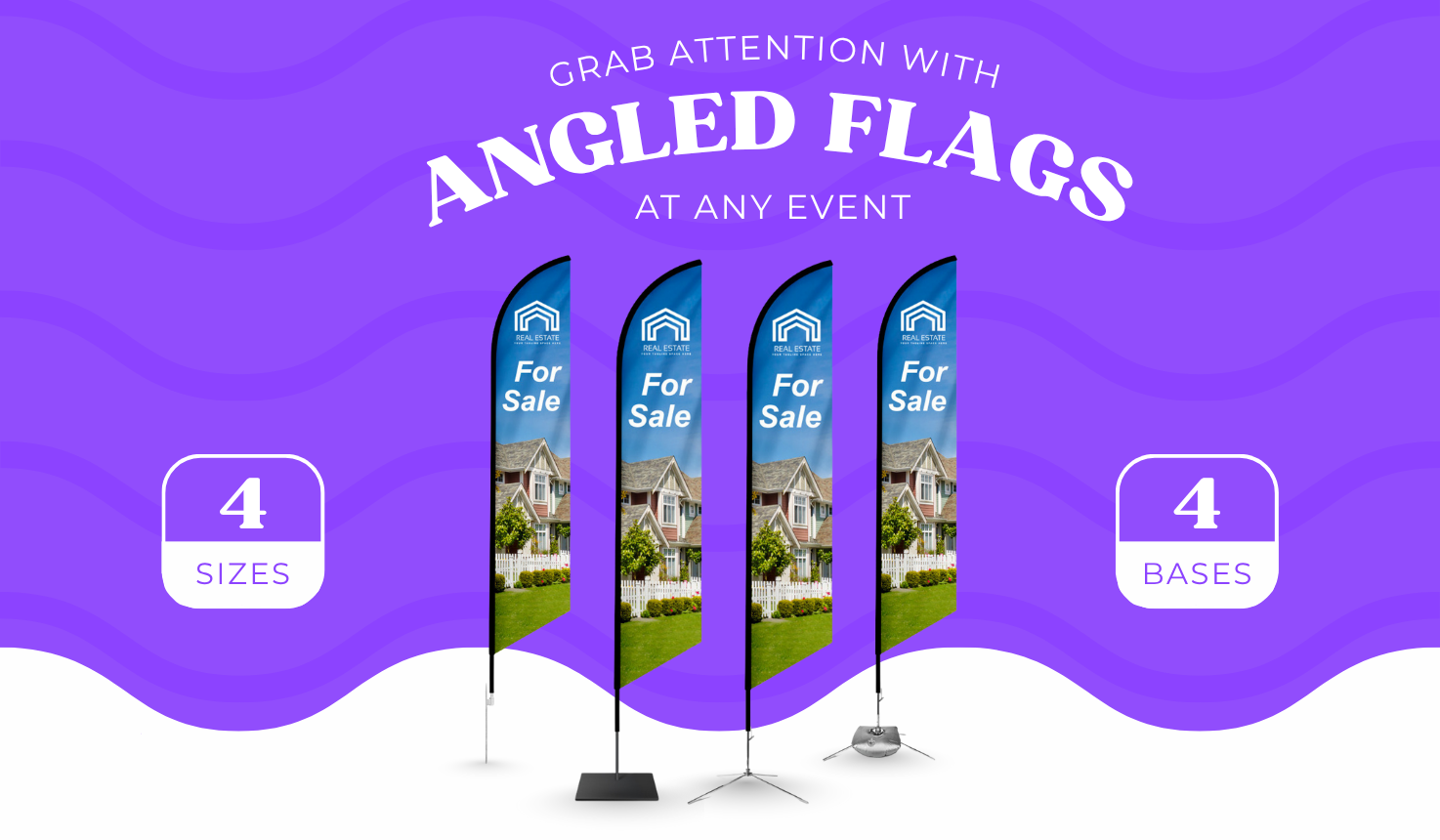 Feather angled flag close-up showing fabric quality